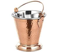 TRAFAART 1 Piece Food Serving Buckets for Parties, Cocktail Hammered Copper and Steel Champagne Indian Ice Cube Bucket
