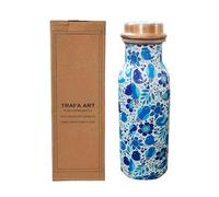 TRAFAART Bouteille D'Eau En Cuivre Pur 500 ML Petite Bouteille Meenakari À Motif Floral Étanche Pour Le Sport Le Yoga Et Les Voyages.
