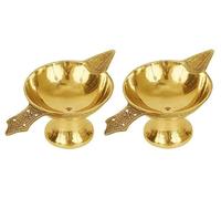 TRAFAART Ensemble De 2 Pièces en Laiton Diya Lampe À Huile Indienne Puja Faite À La Main pour Les Décorations De Diwali Aarti Akhand Diya