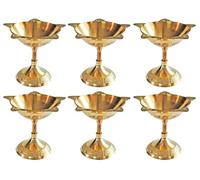 TRAFAART Ensemble De 6 Pièces Jyot Diya Lampe À Huile Indienne pour Puja Home Décor Brass Diya Set Diwali Diya