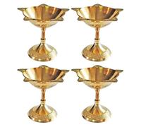 TRAFAART Lampe À Huile Indienne Faite À La Main en Laiton Diya 4 Pièces Diwali Jyot Diya pour Puja Aarti Décoration De La Maison