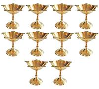 TRAFAART Lampe À Huile Indienne Puja en Laiton Ensemble De 10 Pièces Panch Aarti Jyot Diya Fait À La Main pour La Décoration De La Maison Diwali