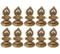 TRAFAART Lot de 10 Diyas en Laiton Statues du Seigneur Ganesh Ji pour Pooja Diyas Indiennes Faites Main pour Idoles Ganpati