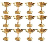 TRAFAART Lot de 12 Pièces en Laiton Diya Diwali Deep Panch Aarti Jyot Diya pour Lampe À Huile Pooja Indian Puja