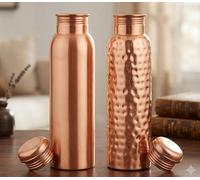 TRAFAART Lot De 2 Bouteilles D'Eau Ayurvédiques En Cuivre Pur Étanches 950 Ml (32 Oz) Renforcent L'Immunité Pour Le Sport Le Yoga Les Voyages Et L'Usage Quotidien.