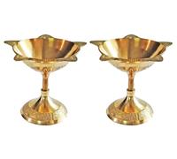 TRAFAART Lot De 2 Diyas en Laiton Lampe À Huile Traditionnelle Faite Main Décoration pour La Puja Aarti Chirag Diya De Diwali