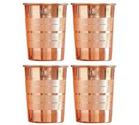 TRAFAART Lot de 4 verres à eau ayurveda en cuivre pur pour usage quotidien