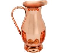 TRAFAART Pichet En Cuivre Pur 100% Fait Main En Inde Avec Couvercle Idéal Pour Boire Et Profiter Des Bienfaits De L'Ayurveda. Carafe De Chevet En Cuivre Épais.