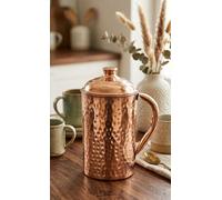 TRAFAART Pichet En Cuivre Pur Fait Main Avec Couvercle 1500 Ml / 50,7 Fl Oz Pichet À Eau Traditionnel Taillé Au Diamant Pour Boire