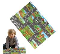Traffic Play Rug - Kids Road Mat, City Life Carpet | Children Bedroom Playroom Educational Floor Decor, Interactive Urban Map Activity Area Rug with Non Slip Backing Material