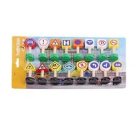 Traffic Road Signs, 16X Playset Blocks, Crosswalk Signal Toy with Wooden Construction, Early Learning Game for Kids Boys Girls, Educational Building Kit, Imaginative Play Set for Preschool Classroom