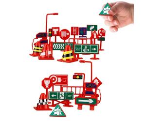 Traffic Signs Kids Toy 28 Pieces Set - PP Portable City Parking Scene Educational, Interactive Travel Game Creative Motor Skills, Party Decoration Festive | for Birthday Halloween Easter Classroom