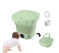 Tragbare Mini-Klappwaschmaschine, Portable Washing Machine 8L mit 360° Blu-Ray Schleuder Und Ablaufrohr Mini Faltbare Waschmaschine für Single Apartments,Green