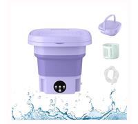Tragbare Mini Waschmaschine, Camping Mobile Waschmaschine 8L mit 360° Blu-Ray Schleuder Und Ablaufrohr Waschmaschine Klein für Haushalt,Apartment,Hotel,Purple