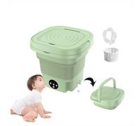Tragbare Waschmaschine, Kleine Waschmaschine Mini 8L Leicht Zusammenklappbar mit 360° Blu-Ray Mobile Waschmaschinen für Wohnungswäsche Camping Wohnmobil,Green