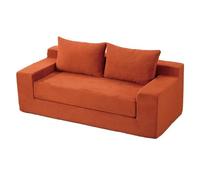 TRAGLO Canapé-lit Convertible, canapé Pliant sans Dossier en Velours côtelé, Causeuse Compressible avec Coussins de Dossier pour Salon et Chambre(Orange,180cm(70.8in))