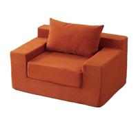 TRAGLO Canapé-lit Convertible, canapé Pliant sans Dossier en Velours côtelé, Causeuse Compressible avec Coussins de Dossier pour Salon et Chambre(Orange,120cm(47.2in))