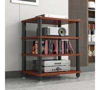 TRAGLO Meuble TV/Hi-FI, AV Etagères de Rangement 2/3/4 Niveaux avec Coins Arrondis, Meuble Chaine HiFi Audio, Platine Vinyle, Récepteur, Meuble pour La Maison(Teak,4 Tier)