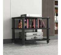 TRAGLO Meuble TV/Hi-FI, AV Etagères de Rangement 2/3/4 Niveaux avec Coins Arrondis, Meuble Chaine HiFi Audio, Platine Vinyle, Récepteur, Meuble pour La Maison(Noir,3 Tier)