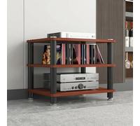 TRAGLO Meuble TV/Hi-FI, AV Etagères de Rangement 2/3/4 Niveaux avec Coins Arrondis, Meuble Chaine HiFi Audio, Platine Vinyle, Récepteur, Meuble pour La Maison(Teak,3 Tier)