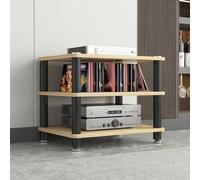 TRAGLO Meuble TV/Hi-FI, AV Etagères de Rangement 2/3/4 Niveaux avec Coins Arrondis, Meuble Chaine HiFi Audio, Platine Vinyle, Récepteur, Meuble pour La Maison(Light Walnut,3 Tier)