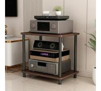 TRAGLO Meuble TV/Hi-FI, Rack HiFi À 2 Niveaux, Support pour Console de Jeux Et Équipement Audiovisuel avec Pieds Réglables, Support Multimédia pour Home Cinéma Et Studio(Walnut,60x40x57.5cm)