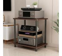 TRAGLO Meuble TV/Hi-FI, Rack HiFi À 2 Niveaux, Support pour Console de Jeux Et Équipement Audiovisuel avec Pieds Réglables, Support Multimédia pour Home Cinéma Et Studio(Walnut,60x40x62.5cm)