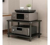 TRAGLO Meuble TV/Hi-FI, Rack HiFi À 2 Niveaux, Support pour Console de Jeux Et Équipement Audiovisuel avec Pieds Réglables, Support Multimédia pour Home Cinéma Et Studio(Noir,60x40x37.5cm)