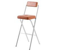 TRAGLO Tabourets de Bar Hauts Pliables Chaise Pliante Moderne avec Dossier 45/55/65/75cm Tabouret Hauteur Comptoir avec Assise Rembourrée en Cuir pour Cuisine, Salle À Manger(Orange,Height 55cm)