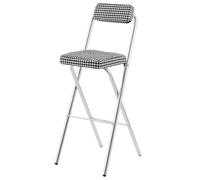 TRAGLO Tabourets de Bar Hauts Pliables Chaise Pliante Moderne avec Dossier 45/55/65/75cm Tabouret Hauteur Comptoir avec Assise Rembourrée en Cuir pour Cuisine, Salle À Manger(Plaid,Height 55cm)