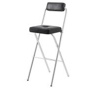 TRAGLO Tabourets de Bar Hauts Pliables Chaise Pliante Moderne avec Dossier 45/55/65/75cm Tabouret Hauteur Comptoir avec Assise Rembourrée en Cuir pour Cuisine, Salle À Manger(Noir,Height 75cm)