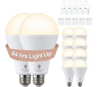 Trahoo-10 Pack Rechargeable Emergency Light Bulb Battery Operated Power Outage Light Led Dimmable Up To 24 Hours 3000k 9w 120v 800lumens E26 For Hurricane Camping