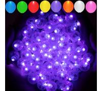 TRAHOO-100pcs Purple Balloon Lights,Long Standby Time Waterproof Mini Light,Battery Powered,Round LED Ball Lamp for Latex Balloon Paper Lantern Party Wedding Festival Christmas Halloween Decorative
