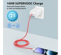 Trahoo-100w Supervooc Chargeur Et 8a Câble Usb C 1m Pour Oneplus 13 Nord 4, 80w Usb Chargeur Secteur Pour Oneplus Nord Ce4 Lite 13r/Realme 11 Pro+ 5g P3 Ultra 5g, Pour Oppo Find X8 Ultra Find X6