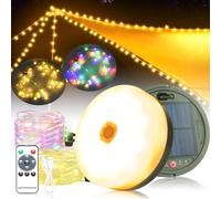 Trahoo-10m Outdoor Stowable Solar Camping String Lights Rgbw 120 Leds Waterproof Ip65 For Tent,Camping Light With 32.8ft Rgbw String Light Reel,Fairy Lights For Tree, Party, Wedding, Christmas