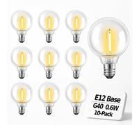 Trahoo-10pack G40 Led Globe Replacement Bulbs,Long-Lasting Vintage Style,Shatterproof,Outdoor Ready For String Lights,0.6w Energy Saver,2700k Warm White, E12 Base