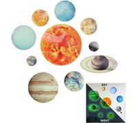 Trahoo-10planètes Système Solaire Stickers Muraux Kit Lumineux La Décoration Murale,Autocollants Lumineux Soleil Terre Fluorescents Espace Univers Extra-Atmosphérique Noctilucents Pour Les Chambres D
