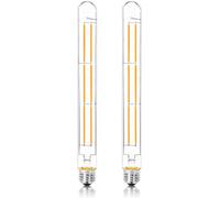 TRAHOO-11.8IN T10 Light Bulbs E26 Base, 1000LM 2700K Soft White Edison Bulbs Dimmable, AC 120V 100 Watt Equivalent Filament Bulb, Vintage Clear Glass Long Tubular LED Light Bulb, UL Listed 2 Pack