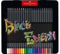 Trahoo-116425 Black Edition 24 Crayons De Couleur Dans Une Boîte En Métal, Résistants À La Rupture, Prise En Main Ergonomique, Crayon De Couleurs Colorier Sur Papier Clair Et Foncé