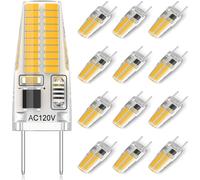 TRAHOO-12-Pack G8 LED Bulb Dimmable, 120V 20W 25W T4 JCD Type Bi-Pin Halogen Replacement for Under Cabinet Puck Lighting, Warm White 3000K