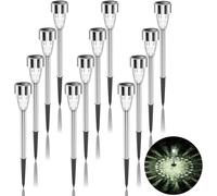 TRAHOO-12 Pack Solar Ground Light, Waterproof LED Lights, Outdoor in-Ground Solar Garden Lights, Stainless Steel Solar Garden Lights Stake Lights for Path Walkway Yard Driveway, Cold LED Light