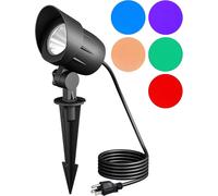 Trahoo-120v Spotlight Outdoor, Plug In Outdoor Led Spot Light With 5 Lenses, 10w 900lm 5000k, One-Piece Die-Cast Aluminum, Ip65 Landscape Lighting For Holiday Yard Flag Tree