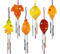 TRAHOO-12pcs Carillons DIY pour Enfant Kit Carillon à Fabriquer en Bois Carillon de Feuille Printemps à Peindre Loisir Créatif Fille Garçon Décoration Activité Manuelle Fête Pâques Anniversaire