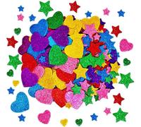 Trahoo-150pcs Autocollants En Mousse À Paillettes, C?Urs & Étoiles Miniatures, Pour Enfants, Décoration Murale & Activités Créatives, Adhésifs Colorés Et Brillants