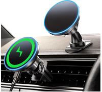 Trahoo-15w Magsafe Support Telephone Voiture, Chargeur Induction Voiture Sans Fil 2 En 1, Magsafe Accessoires Charger Car, Vent/Dashboard Support De Chargeur Rapide Pour Iphone 15 14 13 12 Pro Max Pl
