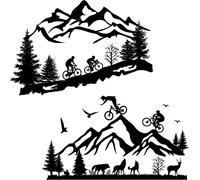 Trahoo-2 Feuilles/Ensemble Stickers Muraux Vtt Équitation Sport De Plein Air Stikers Murals Peak Forêt Animaux Motif Vinyle Autocollants Décoratifs 35x59 Cm