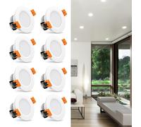 Trahoo-2 Inch Led Recessed Lighting, 3w Dimmable Downlight, 5000k Daylight White, Cri80 Retrofit Light Fixtures, Modern Round Recessed Ceiling Light With Led Driver, 8 Pack