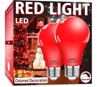 Trahoo-2 Pack A19 Led Red Light Bulbs,110v E26 Red Led Lights 9w Replace Up To 100w, Dimmable Colored Light Bulbs For Thanksgiving Day,Porch, Home Lighting, Party Decoration