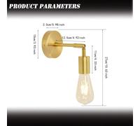 Trahoo-2 Pack Lámparas De Pared Industriales Apliques De Pared Metal Dorado Giratorias 180° Como Lámparas De Noche,Pasillo,Loft,Apliques Baño Vintage