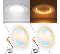 Trahoo-2 Pack Led Recessed Lighting 6 Inch With Night Light, 2700k/3000k/4000k/5000k/6000k Selectable, Dimmable Can Lights, 12w, 1000lm, Damp Rated, Retrofit Installation - Etl & Energy Star